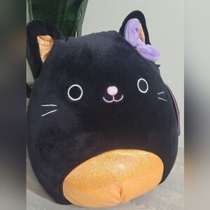 Squishmallow Claires Exclusive 8” Autumn Black Orange Halloween Cat Purple Bow